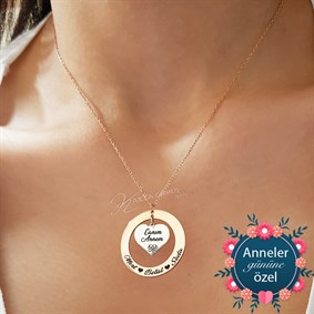 Canım Annem Çember Kalpli Gümüş Kolye