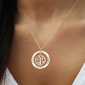 Çember Hayat Ağacı İsimli Gümüş Kolye
