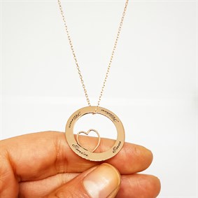 Çember İsim Kalp Gümüş Kolye