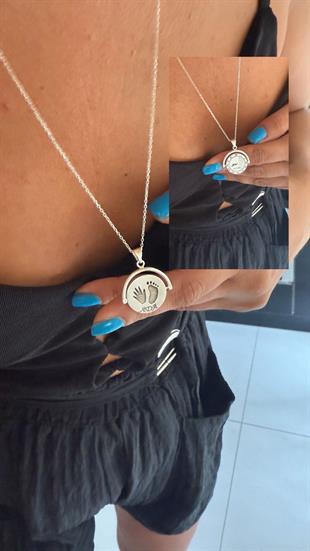 Çift Taraflı Mekanizmalı Doğum Gümüş Kolye