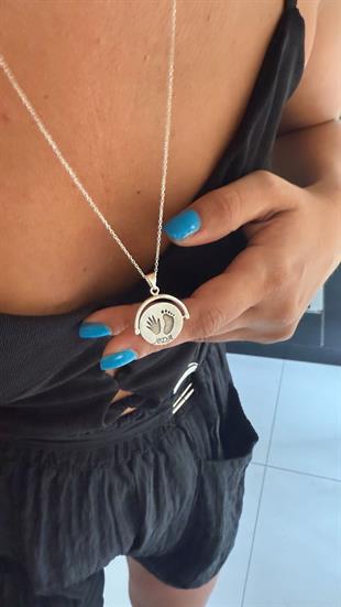 Çift Taraflı Mekanizmalı Doğum Gümüş Kolye