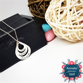 Damla Üçlü Halka İsimli Gümüş Kolye