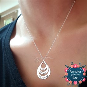 Damla Üçlü Halka İsimli Gümüş Kolye