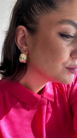 Desen Detay Kalın Halka Küpe