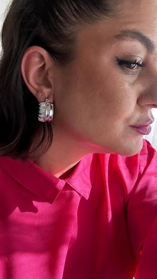 Desen Detay Kalın Halka Küpe