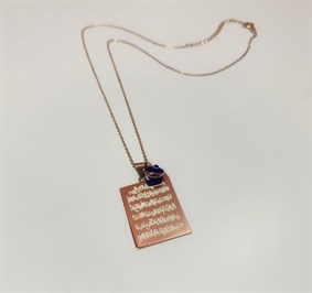 Dikdörtgen Plaka Ayetel Kürsi Gümüş Kolye