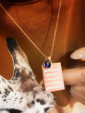 Dikdörtgen Plaka Ayetel Kürsi Gümüş Kolye