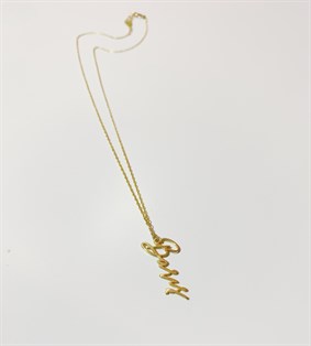 Dikey İmza İsim Gümüş Kolye