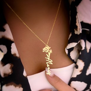 Doğum Çiçeği İsim Gümüş Kolye