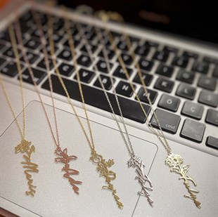 Doğum Çiçeği İsim Gümüş Kolye