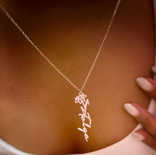 Doğum Çiçeği İsim Gümüş Kolye