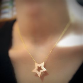 İçi Boş Yıldız Gümüş Kolye