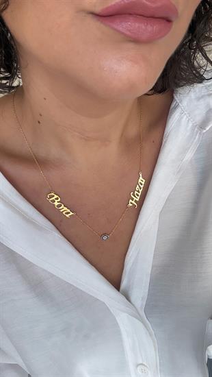 İki İsim Nazar Boncuklu Kolye