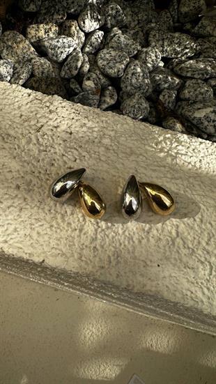 İki Renkli Damla Küpe