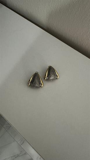 İki Renkli Üçgen Kıvrımlı Küpe