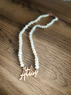 İncili İmza İsim Gümüş Kolye