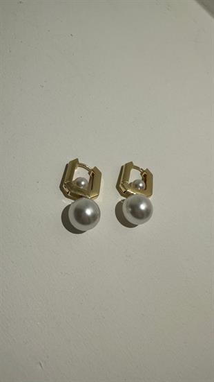 İncili Kare Halka Küpe