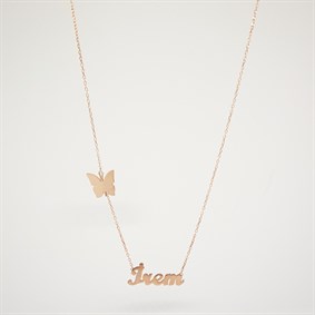 İsim Kelebek Detay Gümüş Kolye