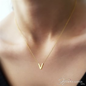 Kalın Minimal Harf Gümüş Kolye