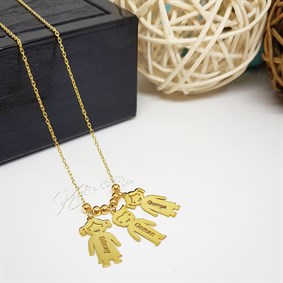 Kız Erkek Çocuk İsimli Gümüş Kolye