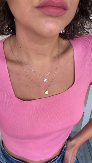 Küp Zincir Detay Yıldız Kolye