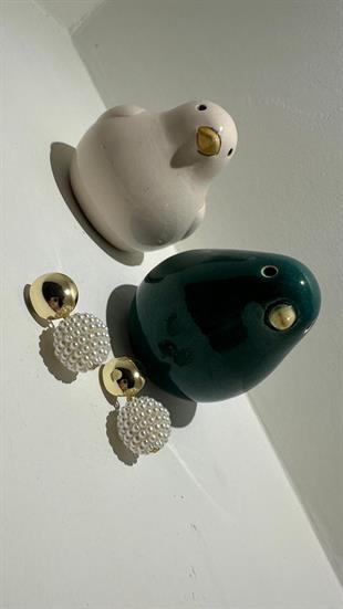 Mini İnci Detay İri Topçuk Küpe