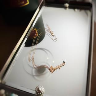 Nazar Boncuğu Detay Dikey İmza İsim Gümüş Kolye