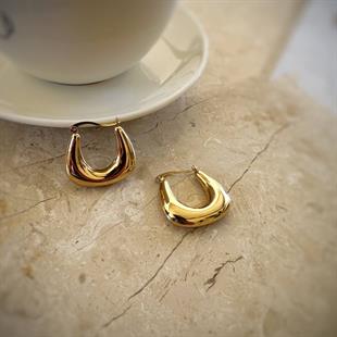 Nostalji Burgu Kare Halka Çelik Küpe