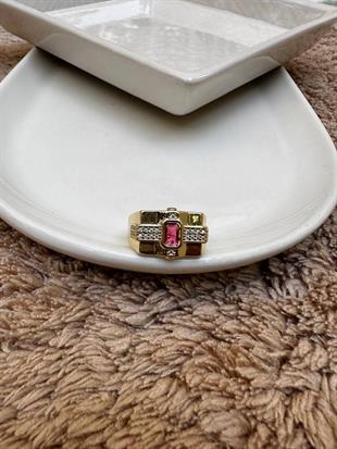 Pembe Baget Taşlı Şövalye Yüzük 