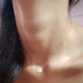 Yonca Plaka Gümüş Kolye