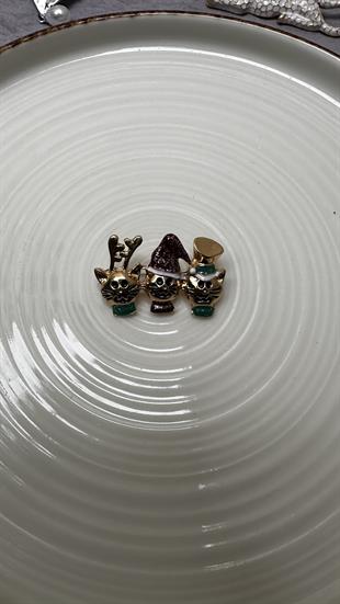 Renkli Üçlü Kedicik Broş