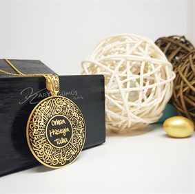 Siyah Mineli Nazar Dualı İsim Gümüş Kolye