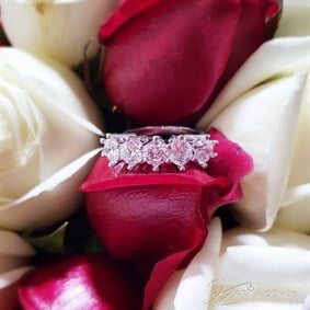 Swarovski Altı Tırnak Beş Taş Gümüş Yüzük