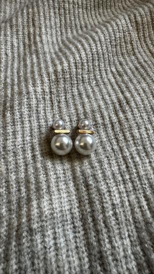 Tasarım İkili İnci Küpe