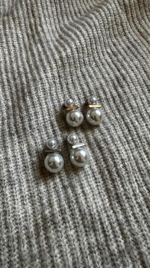 Tasarım İkili İnci Küpe