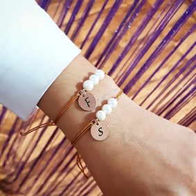 Tasarım İnci Plaka Harf Gümüş Bileklik