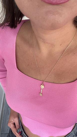 Tuğçe Işınsu Aşk Anahtarı Gümüş Kolye