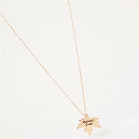 Yeni Çınar Yaprağı İsim Gümüş Kolye