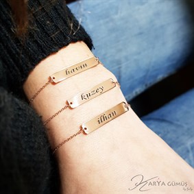 İsim Detay Çubuk Gümüş Bileklik