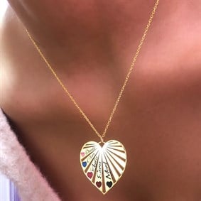 Yeni Tasarım İsimli Kalp Aile Kolye