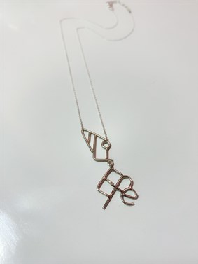 Yeni Tasarım Tel Bükme İki İsimli Gümüş Kolye