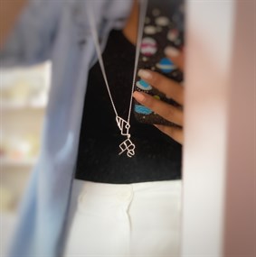 Yeni Tasarım Tel Bükme İki İsimli Gümüş Kolye