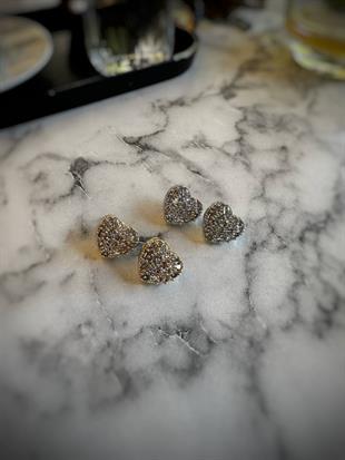 Zirkon Taşlı Kalp Çelik Küpe 