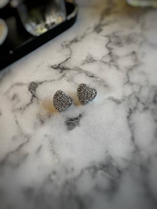 Zirkon Taşlı Kalp Çelik Küpe 