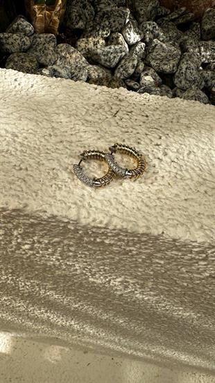 Zirkon Taşlı Tasarım Halka Küpe