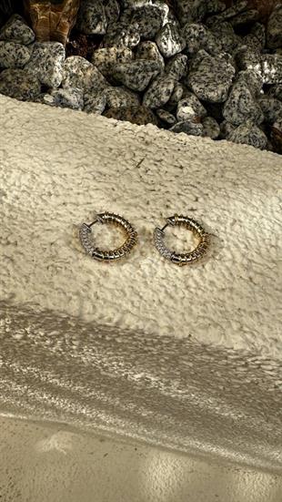 Zirkon Taşlı Tasarım Halka Küpe