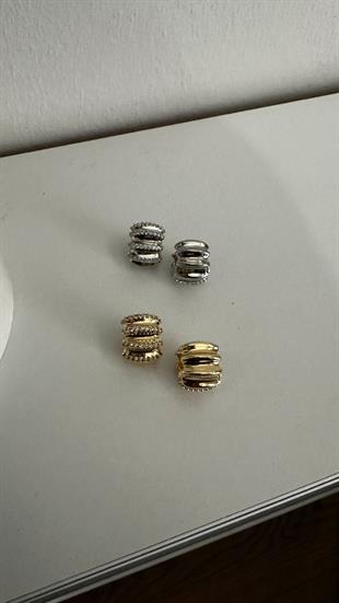 Zirkon Taşlı Tasarım Halka Küpe