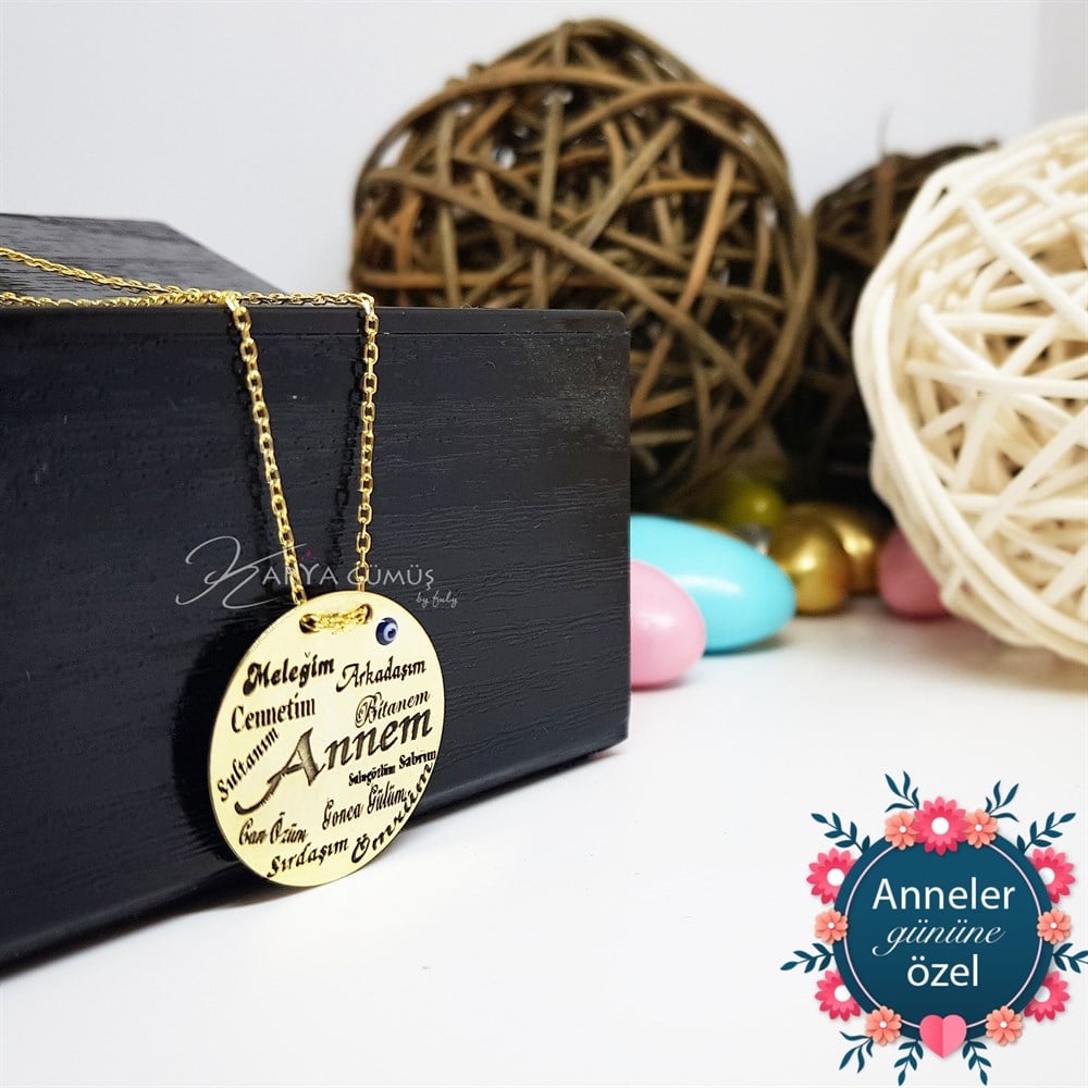 Annem Plaka Gümüş Kolye