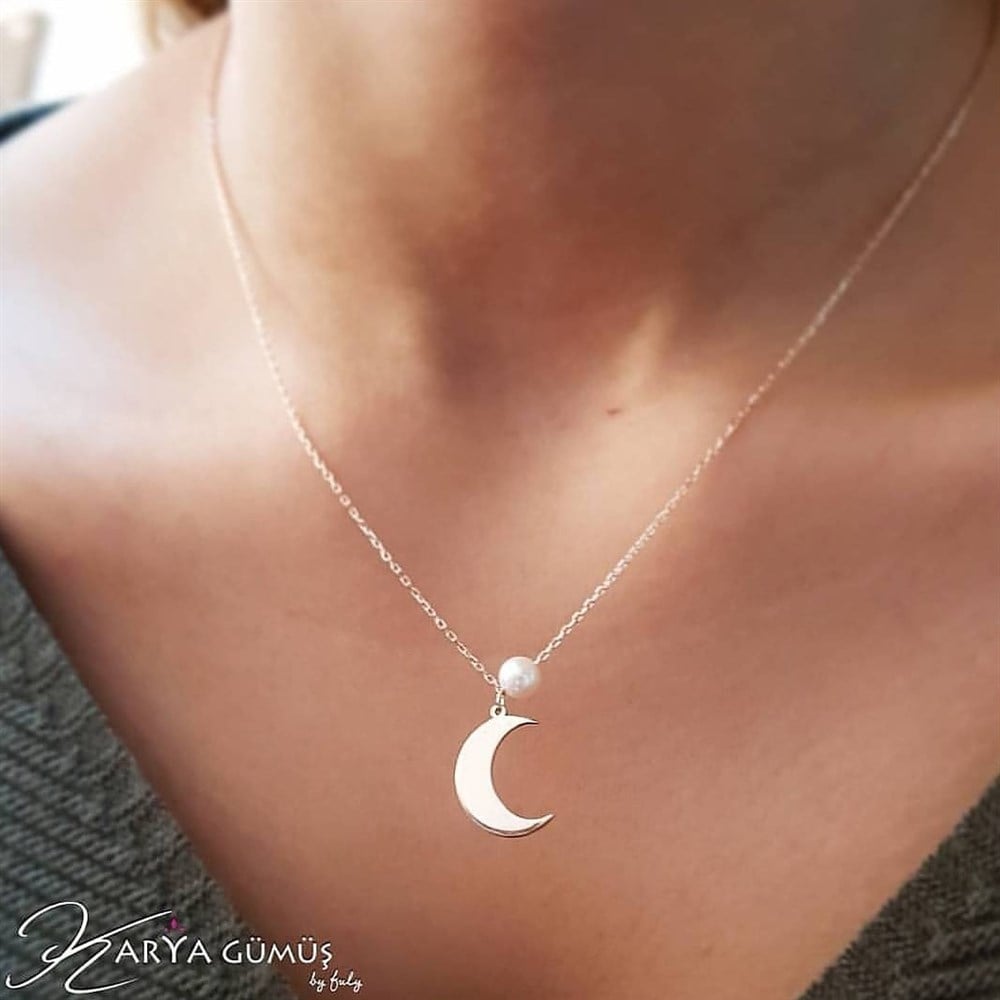 AY İNCİ GÜMÜŞ KOLYE