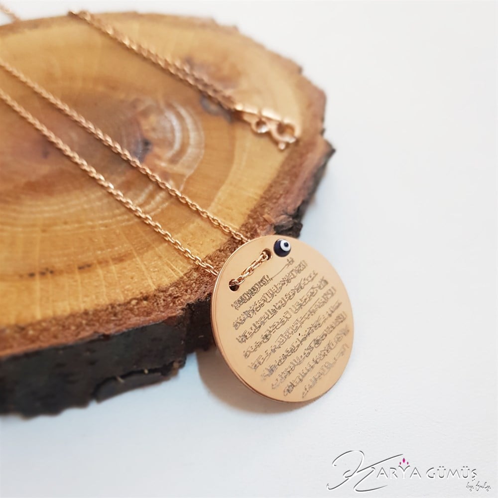 AYET-EL KÜRSİ DUALI PLAKA GÜMÜŞ KOLYE